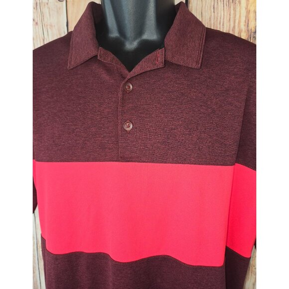 Nike Dri-Fit Golf Standard Fit Mens Polo XL Burgundy & Red Colorblock - Picture 3 of 8